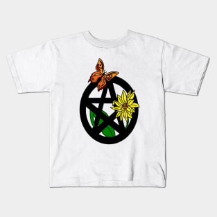 Butterfly and Sunflower Pentacle Kids T-Shirt